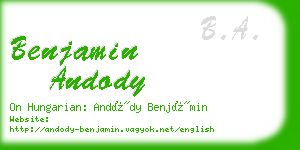 benjamin andody business card